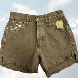 Size 24 FREE PEOPLE/ WE THE FREE cut off brown denim shorts *Upcycled